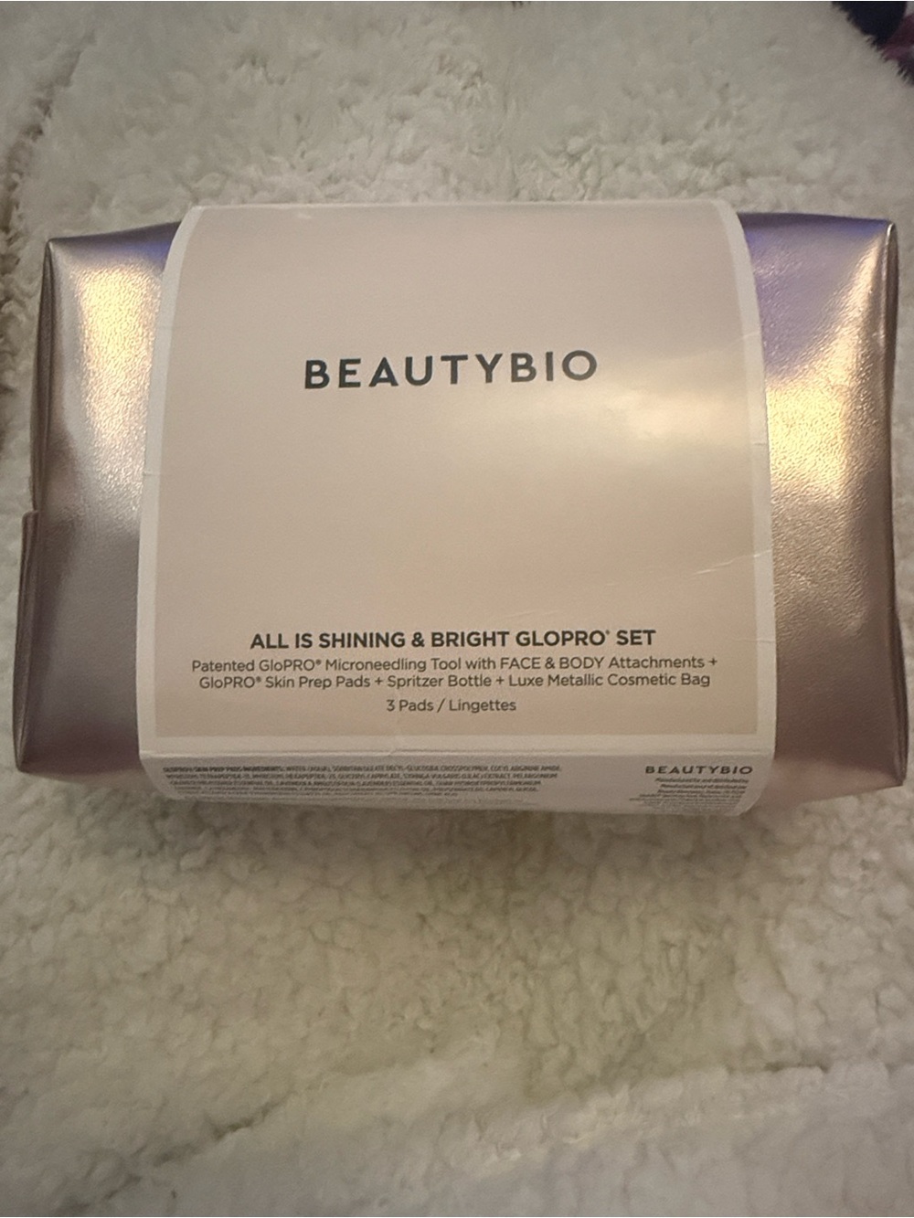 Beauty bio GloPro NWT micro needling it and Metallic Rose Gold Accessory Pouch